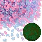 Luminous Transparent Acrylic Beads, Peanut, Glow in the Dark, Slate Blue, 6.5~7x4x3~3.5mm, Hole: 1.4mm(LACR-D009-01H)