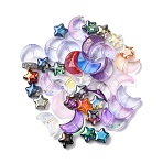 40Pcs 2 Styles Electroplate Transparent Glass Bead, with Gold Foil, Crescent Moon & Star, Mixed Color, 8~9x14x4~6mm, Hole: 1~1.2mm, 20pcs/style(EGLA-FP0001-01)