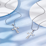 2Pcs 304 Stainless Steel Cross Pendants, Stainless Steel Color, 39.5x25x2mm, Hole: 4x6mm(STAS-LP0002-80)