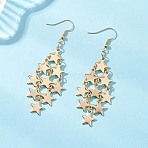 Star 304 Stainless Steel Dangle Earrings, with Brass Earring Hooks, Golden, 75.5mm(EJEW-TA00771-01)