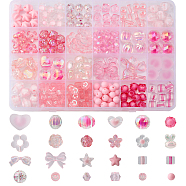 279Pcs 24 Style Transparent Acrylic Beads, Mixed Style Beads, Mixed Shape, Pink, 6~23x6~29.5x6mm, Hole: 1~1.6mm(TACR-CA0001-22)