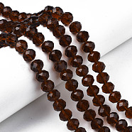 Glass Beads Strands, Faceted, Rondelle, Coconut Brown, 10x8mm, Hole: 1mm, about 63~65pcs/strand, 49~50cm(EGLA-A034-T10mm-D33)