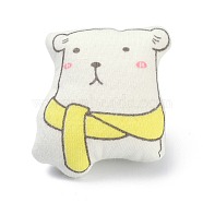 Cartoon Bear Non Woven Fabric Brooch, PP Cotton Plush Doll Brooch for Backpack Clothes, White, 49x41x29mm(JEWB-Z001-12)