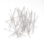 304 Stainless Steel Flat Head Pins, for DIY Beading Charm Making, Stainless Steel Color, 40x0.7mm, 21 Gauge, Head: 1.2~1.5mm(X-STAS-Q218-01C)