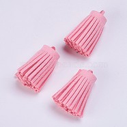 Faux Suede Tassel Pendant Decorations, Pearl Pink, 33x13~15mm, Hole: 3~4mm(FIND-P028-024)