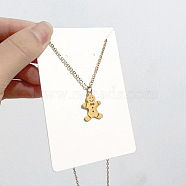 Christmas Stainless Steel Pendant Cable Chain Necklaces, Golden, Gingerbread Man(NG7275-7)