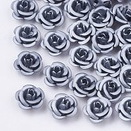 Aluminum Beads, Frosted, Long-Lasting Plated, 5-Petal Flower, Light Steel Blue, 6~6.5x4mm, Hole: 0.8mm(X-FALUM-T001-03A-27)