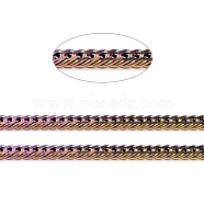 Ion Plating(IP) 304 Stainless Steel Cuban Link Chains, Chunk Curb Chains, with Spool, Rainbow Color, 5x4x0.8mm, about 32.8 Feet(10m)/roll(STAS-N0013-21M-A)