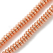 Electroplated Synthetic Non-Magnetic Hematite Beads Strands, Disc, Heishi Beads, Rose Gold Plated, 3x1.5mm, Hole: 1mm, about 285pcs/strand, 16.30''(41.4cm)(G-H020-J01-01)