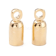 Brass Cord Ends, End Caps, Long-Lasting Plated, Column with Loop, Real 24K Gold Plated, 9.5x4mm, Hole: 1.6mm, Inner Diameter: 3mm(KK-K253-07G)