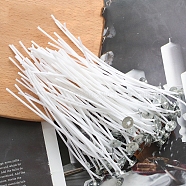 Pre-Waxed Cotton Core Wicks, with Metal Sustainer Tabs, for DIY Candle Making, White, 12~12.5x0.15cm, about 100pcs/bag(CAND-PW0001-119E)