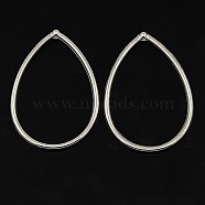 Tibetan Style Alloy Pendants, teardrop, Lead Free and Cadmium Free, Silver Color Plated, 44.5x30.5mm, Hole: 1mm(X-K08YK021)