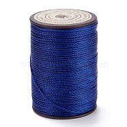 Round Waxed Polyester Thread String, Micro Macrame Cord, Twisted Cord, for Leather Sewing Stitching, Dark Blue, 0.8mm, about 54.68 Yards(50m)/Roll(YC-D004-02E-137)