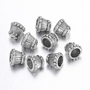 Tibetan Style Alloy Bead Caps, Lead Free and Cadmium Free, Cone, Cone, Antique Silver, about 9mm wide, 8mm long, hole: 2mm(X-LF0393Y)