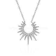 Stainless Steel Sun Pendant Cable Chain Necklaces with Minimalist European and American Style, Silver(YZ7630-1)