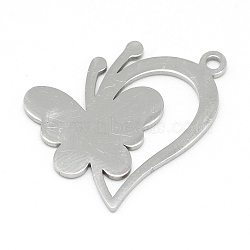 Tarnish Resistant 304 Stainless Steel Stamping Blank Tag Pendants, Butterfly, Stainless Steel Color, 24x22x1mm, Hole: 2mm(STAS-T008-007)