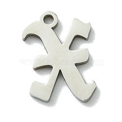 Non-Tarnish 201 Stainless Steel Pendants, Stainless Steel Color, Old Initial Letters Charms, Letter X, 18x13.51.6mm, Hole: 1.8mm(STAS-B055-01P-X)