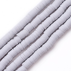 Handmade Polymer Clay Beads Strands, for DIY Jewelry Crafts Supplies, Heishi Beads, Disc/Flat Round, Light Grey, 8x0.5mm, Hole: 2mm, about 350pcs/strand, 15.75''(40cm)(CLAY-R089-8mm-Q036)
