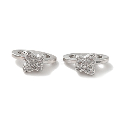 Brass Micro Pave Clear Cubic Zirconia Slide Charms, Butterfly, Platinum, 5x10x6mm, Hole: 1.6mm(KK-P239-18P)