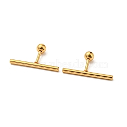 Ion Plating(IP) 304 Stainless Steel Stud Earrings, Cartilage Earrings, Column, Golden, 20x2mm(EJEW-Z034-04F-G)