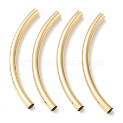 Brass Tube Beads, Long-Lasting Plated, Curved Beads, Tube, Real 24K Gold Plated, 55x4mm, Hole: 3mm(KK-Y003-89G-G)