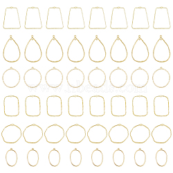 48Pcs 6 Styles Alloy Open Back Bezel Pendants, For DIY UV Resin, Epoxy Resin, Pressed Flower Jewelry, Cadmium Free & Lead Free, Ring & Trapezoid & Teardrop, Mixed Shapes, Light Gold, 35~50x33~42.5x1.7~2mm, Hole: 1.5~1.6mm, 8pcs/style(FIND-DC0002-07)