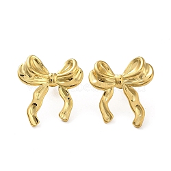 Stainless Steel Earrings, Bowknot, Real 18K Gold Plated, 24x22mm(EJEW-R160-07B-G)