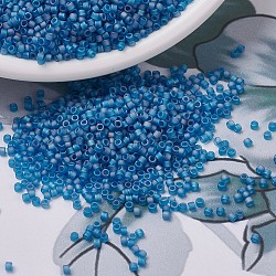 MIYUKI Delica Beads, Cylinder, Japanese Seed Beads, 11/0, (DB0862) Matte Transparent Capri Blue AB, 1.3x1.6mm, Hole: 0.8mm, about 20000pcs/bag, 100g/bag(SEED-J020-DB0862)