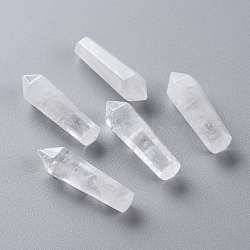Natural Quartz Crystal Pointed Beads, No Hole/Undrilled, Hexagonal Prisms, 35.5~36.5x11.2mm(G-H231-29)