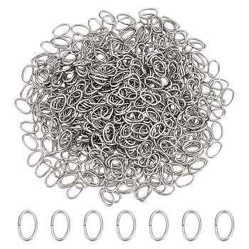 1000Pcs 304 Stainless Steel Jump Rings, Open Jump Rings, Oval, Stainless Steel Color, 20 Gauge, 8x5x0.8mm, Inner Diameter: 3.5x6.5mm