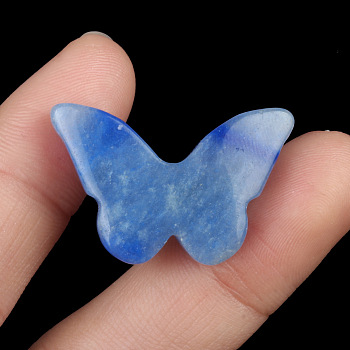 Natural Blue Aventurine Pendants, Butterfly Charms, 20x30x7mm