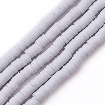 Handmade Polymer Clay Beads Strands, for DIY Jewelry Crafts Supplies, Heishi Beads, Disc/Flat Round, Light Grey, 8x0.5mm, Hole: 2mm, about 350pcs/strand, 15.75''(40cm)