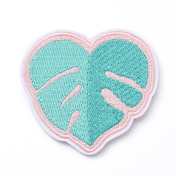 Computerized Embroidery Cloth Iron on/Sew on Patches, Costume Accessories, Appliques, Leaf, Green, 57x60x2mm