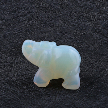 Opalite Carved Healing Elephant Figurines, Reiki Stones Statues for Energy Balancing Meditation Therapy, 40x35x21mm