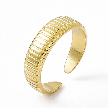 Ion Plating(IP) 304 Stainless Steel Cuff Ring for Women, Snake Chain Shaped Wide Band Open Rings, Real 14K Gold Plated, 3.5~6mm, Inner Diameter: US Size 7(17.4mm)