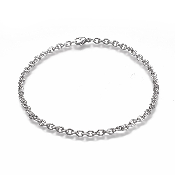 304 Stainless Steel Cable Chain Anklets, with Lobster Claw Clasp, Stainless Steel Color, 9-7/8 inch(25cm)