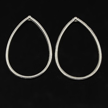 Tibetan Style Alloy Pendants, teardrop, Lead Free and Cadmium Free, Silver Color Plated, 44.5x30.5mm, Hole: 1mm