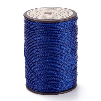 Round Waxed Polyester Thread String, Micro Macrame Cord, Twisted Cord, for Leather Sewing Stitching, Dark Blue, 0.8mm, about 54.68 Yards(50m)/Roll
