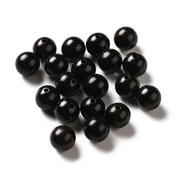 Undyed Natural Ebony Wood Beads, Round, Black, 10~10.5mm, Hole: 1.6~1.8mm, about 720pcs/500g