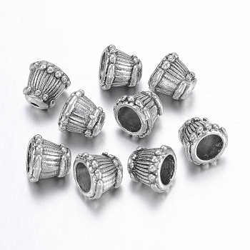Tibetan Style Alloy Bead Caps, Lead Free and Cadmium Free, Cone, Cone, Antique Silver, about 9mm wide, 8mm long, hole: 2mm