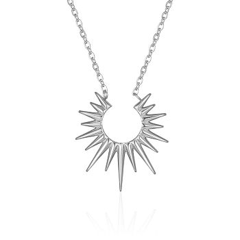 Stainless Steel Sun Pendant Cable Chain Necklaces with Minimalist European and American Style, Silver