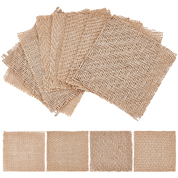 DELORIGIN 12Pcs 4 Style Square Jute Braided Mats, Photography Props for Meals, Perfume, Jewelry, Wheat, Wheat, 120~127x120~130x1.5mm, 3pcs/style