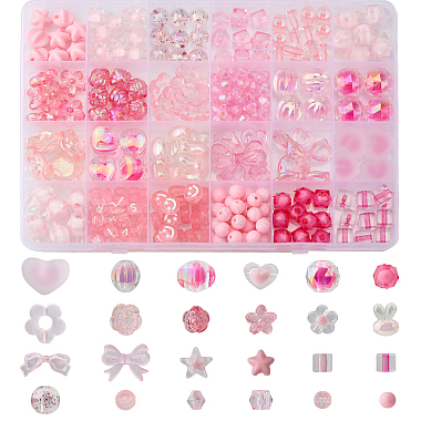 Pink Mixed Shapes Acrylic Beads
