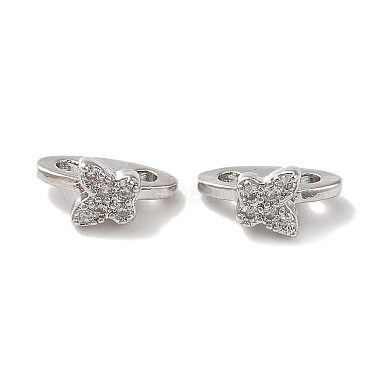Platinum Clear Butterfly Brass+Cubic Zirconia Slide Charms