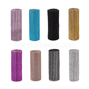 Plastic 24 Rows Rhinestone Mesh Wrap Roll(AJEW-TA0001-09)-12