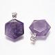 Natural Amethyst Gemstone Pendants(G-E338-09K)-1