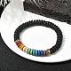 Dyed Natural Lava Rock Disc Beaded Stretch Bracelets for Women(BJEW-JB09669)-2