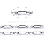 Tarnish Resistant 304 Stainless Steel Link Chains, Paperclip Chains, Soldered, with Spool, Stainless Steel Color, Square Link: 1.8x5x0.5mm, 8 Sharped Link: 2.1x4.6x0.5mm, about 65.61 Feet(20m)/roll(CHS-D032-04P)