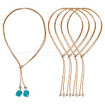 Waxed Polyester Cord Slider Necklace Making, with 202 Stainless Steel Beads, Camel, 22.83 inch(58cm)(NJEW-TAC0018-04)