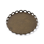 Brass Cabochon Settings, Lace Edge Bezel Cups, Flat Round, Antique Bronze, Tray: 25mm, 26x2mm(KK-WH0054-44A-AB)